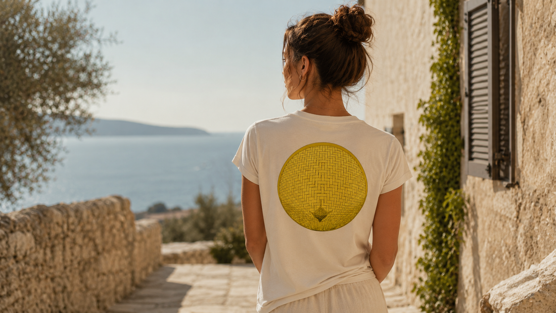 t-shirt couleur sable coton bio - collection chapeau chinois - cover you