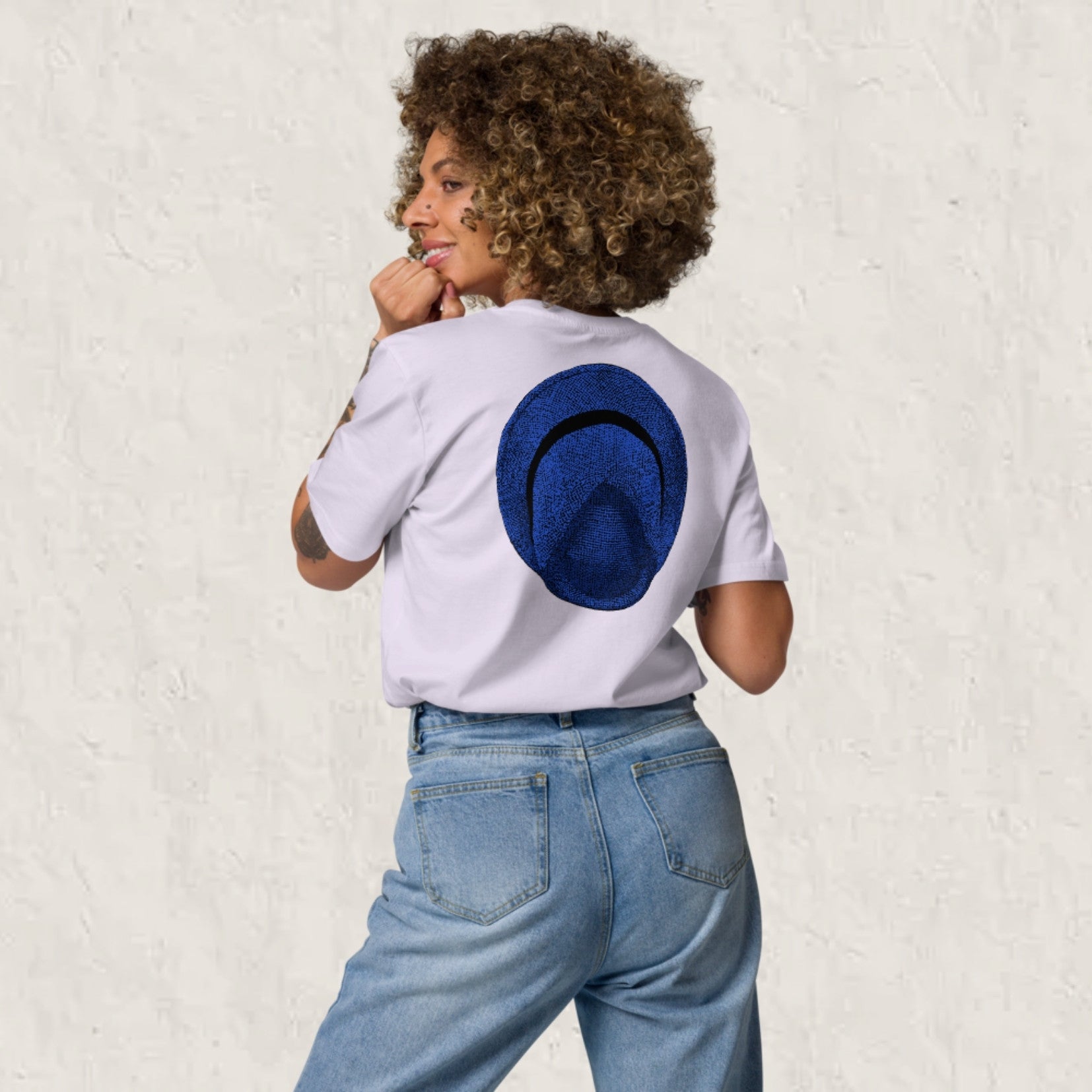 T-shirt unisexe en coton biologique - Le Chapeau Panama bleu