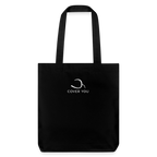 Tote bag COVER YOU noir en coton recyclé, logo blanc imprimé au centre, vu de face