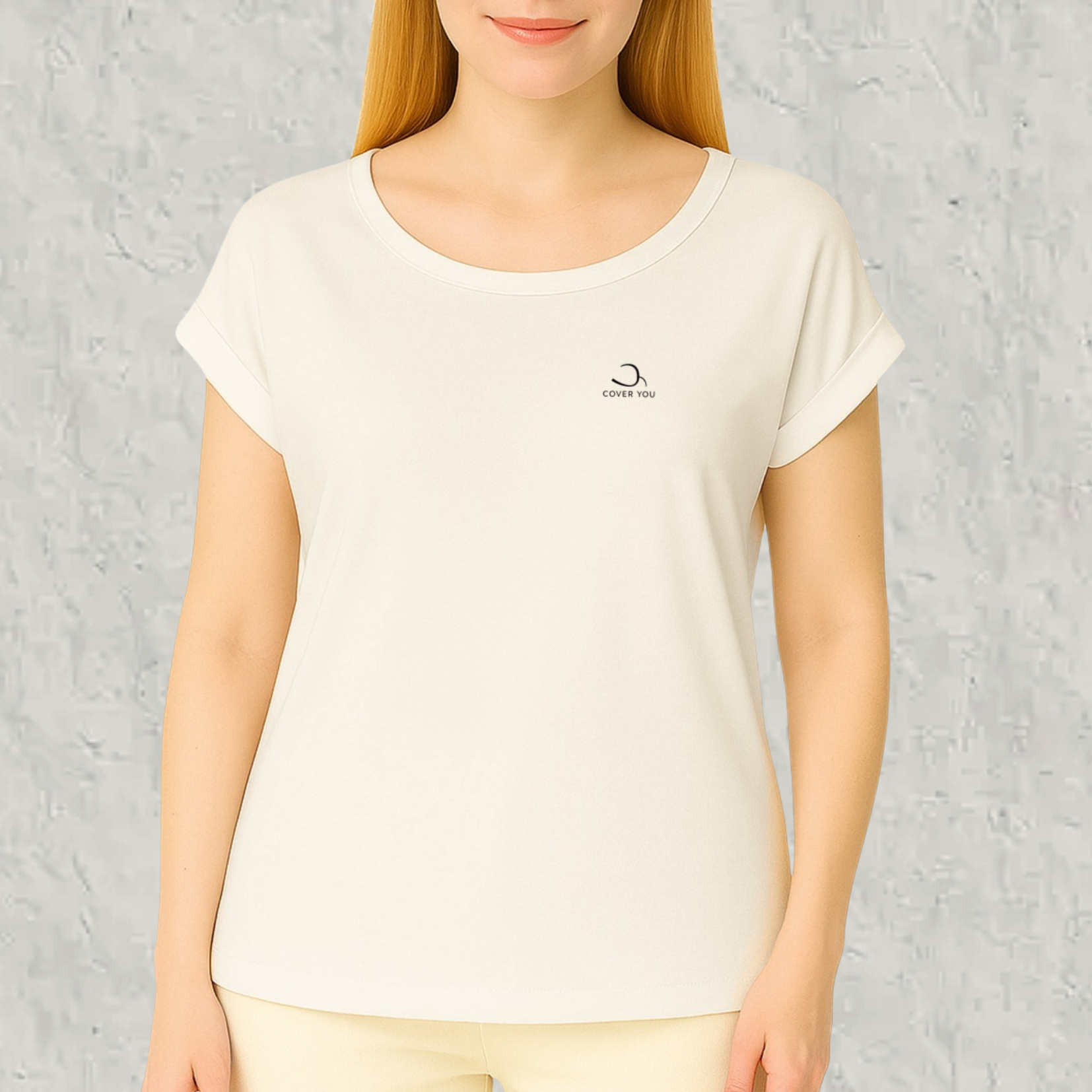 T-shirt femme en coton biologique Label GOTS manches à revers - L'Essentiel