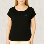 T-shirt femme en coton biologique Label GOTS manches à revers - L'Essentiel