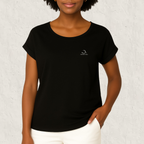 T-shirt femme en coton biologique Label GOTS manches à revers - L'Essentiel