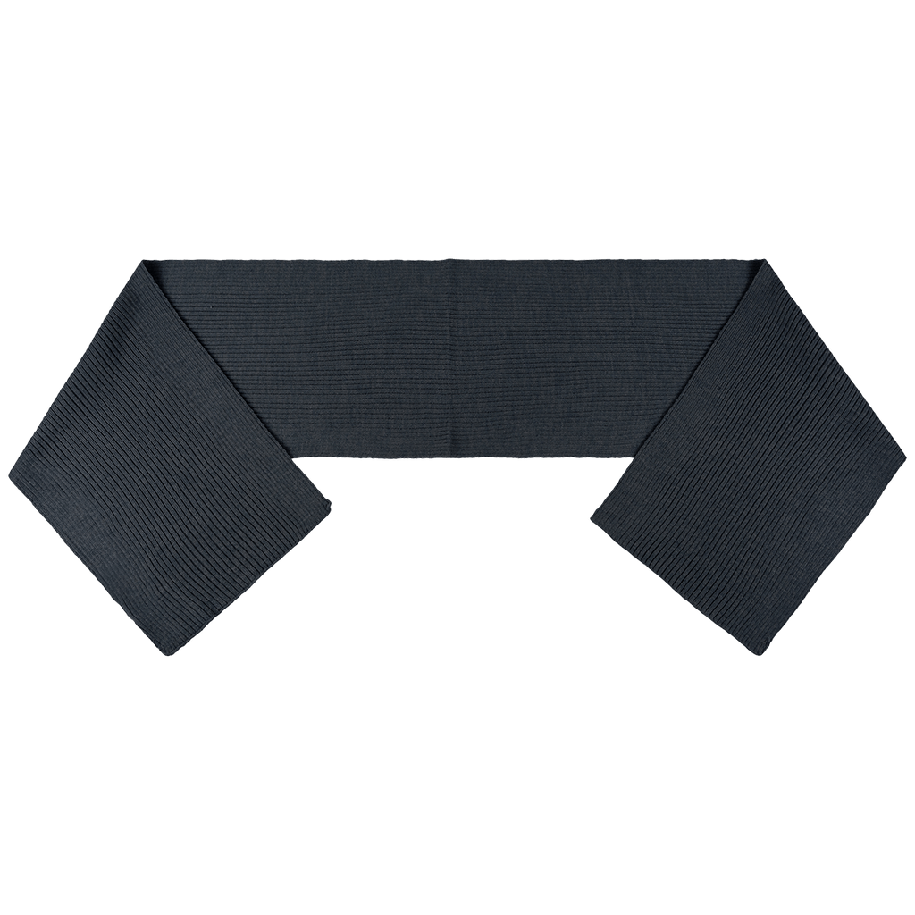 Écharpe COVER YOU gris chiné en maille côtelée, vue à plat côté envers, pans repliés