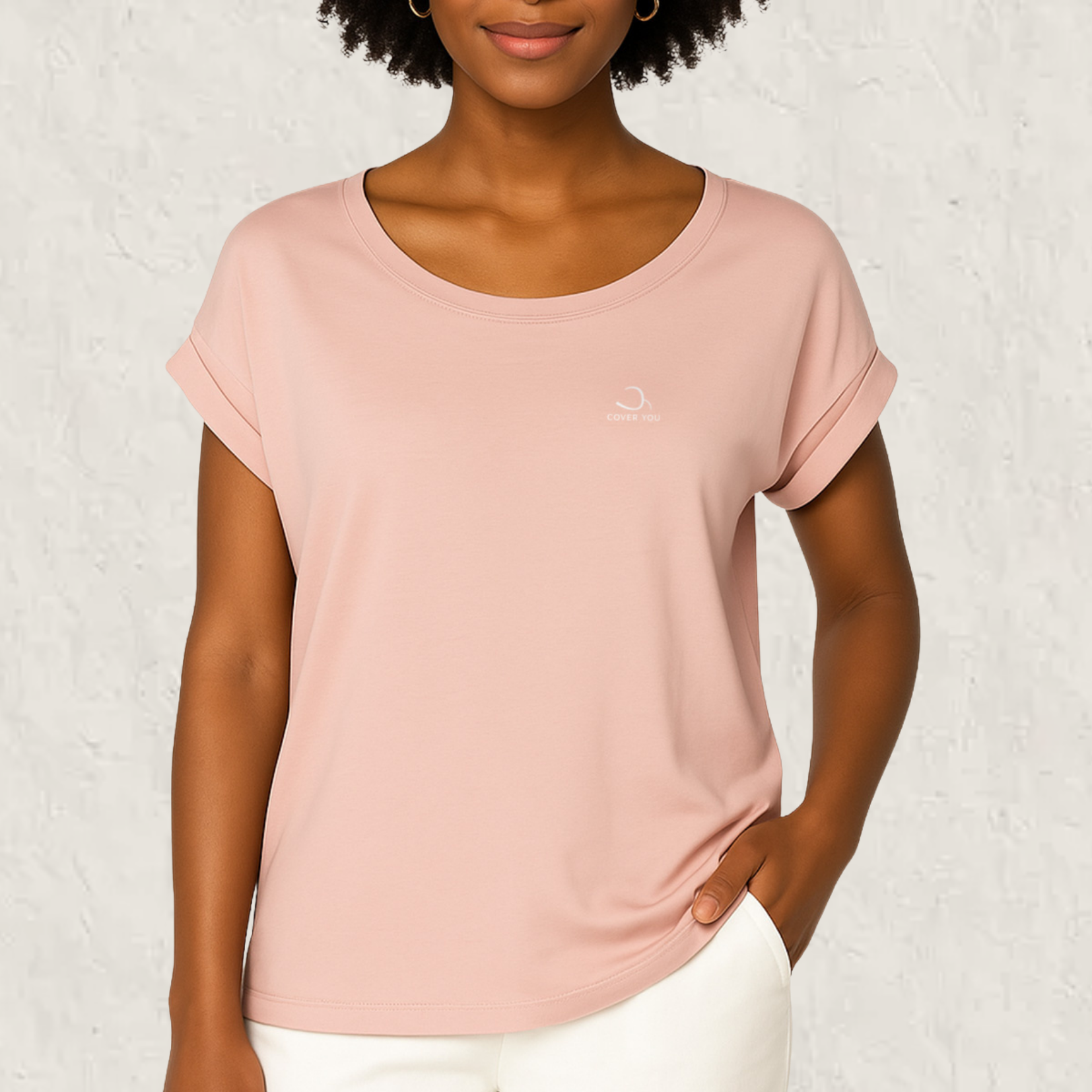 T-shirt femme en coton biologique Label GOTS manches à revers - L'Essentiel