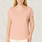 T-shirt femme en coton biologique Label GOTS manches à revers - L'Essentiel