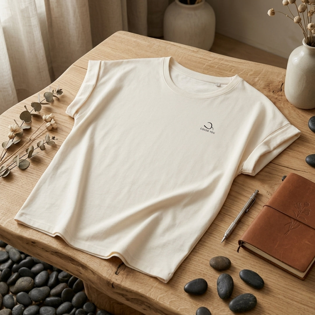 T-shirt manches à revers beige Cover You