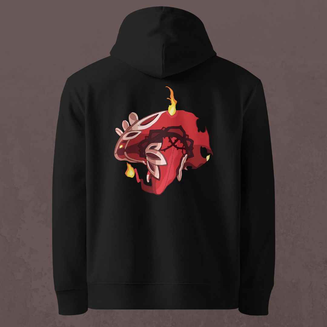 Sweat à capuche Le Chapeau Ardent en coton bio, coloris noir, vu de dos