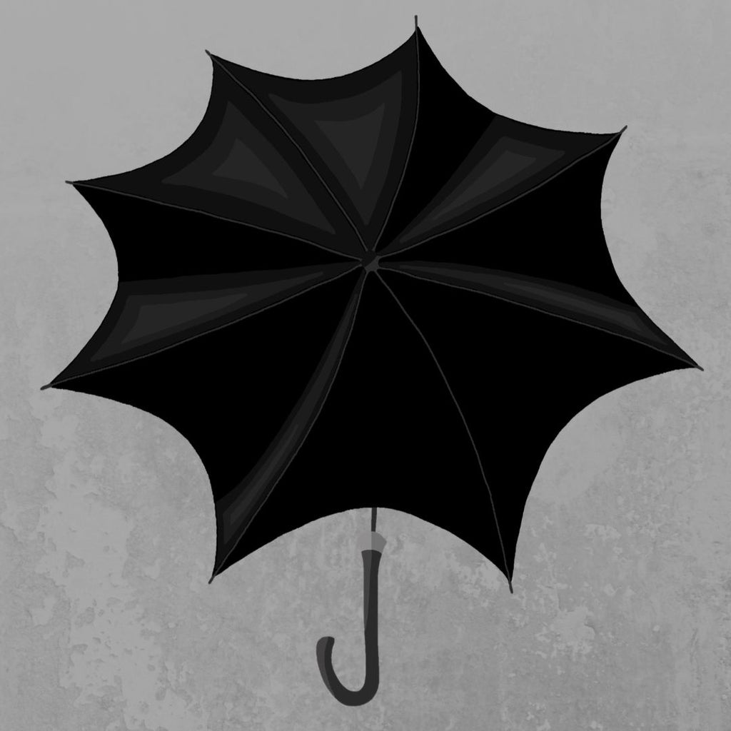 Dessin du Parapluie du Mercredi par Cy, motif imprimé au dos
