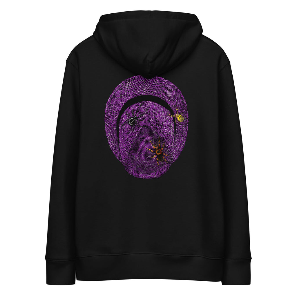 Sweat à capuche Le Chapeau Panama Aranea en coton bio, coloris noir, vu de dos