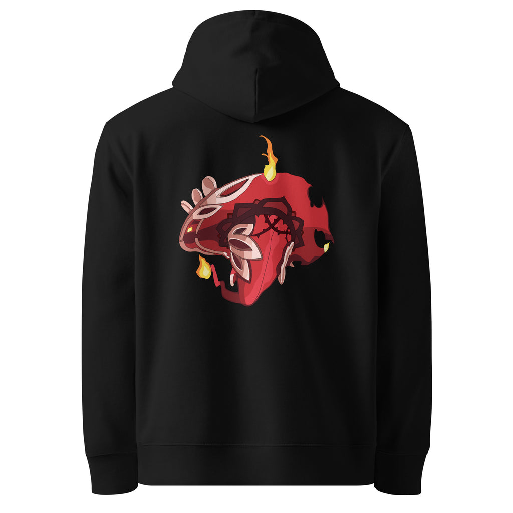 Sweat à capuche Le Chapeau Ardent en coton bio, coloris noir, vu de dos