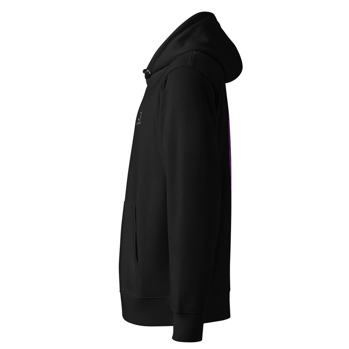 Sweat à capuche Le Chapeau Panama Aranea en coton bio, coloris noir, vu de profil