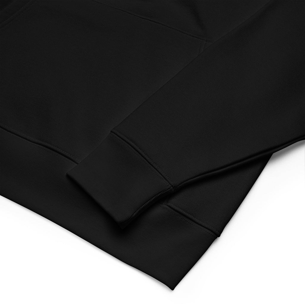 Sweat à capuche Le Chapeau Panama Aranea en coton bio, coloris noir, détail des finitions