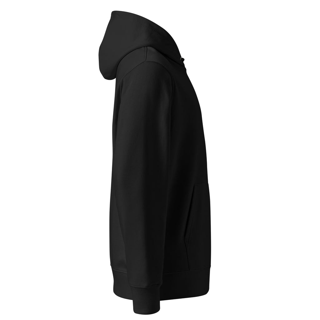 Sweat à capuche Le Chapeau Ardent en coton bio, coloris noir, vu de profil