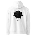Sweat à capuche Le Parapluie du Mercredi en coton bio, coloris blanc, vu de dos