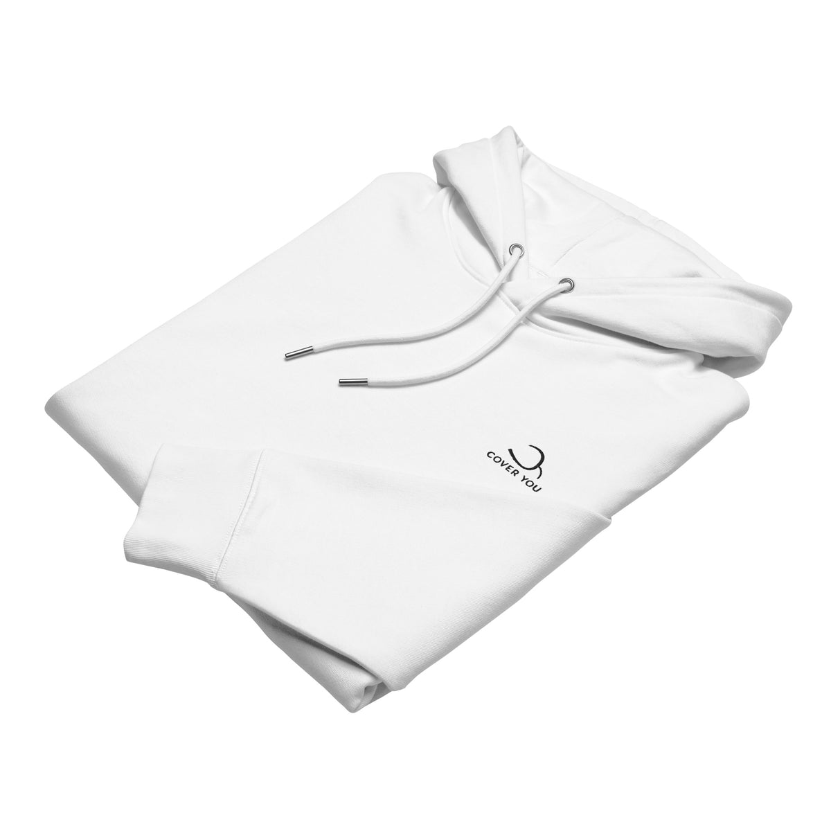 Sweat à capuche Le Parapluie du Mercredi en coton bio, coloris blanc, vu de face
