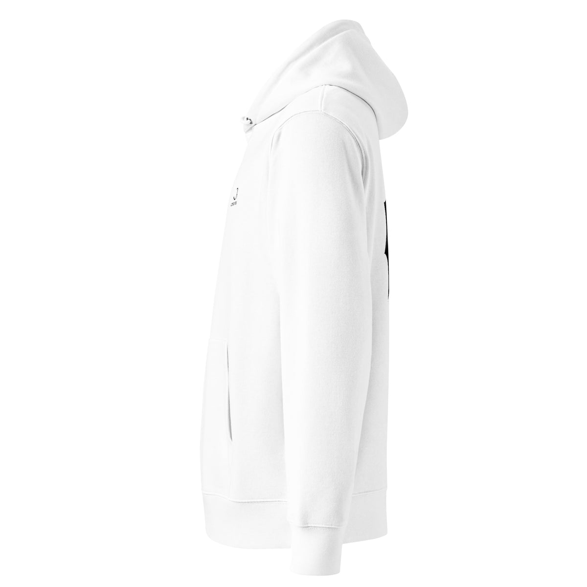 Sweat à capuche Le Parapluie du Mercredi en coton bio, coloris blanc, vu de profil