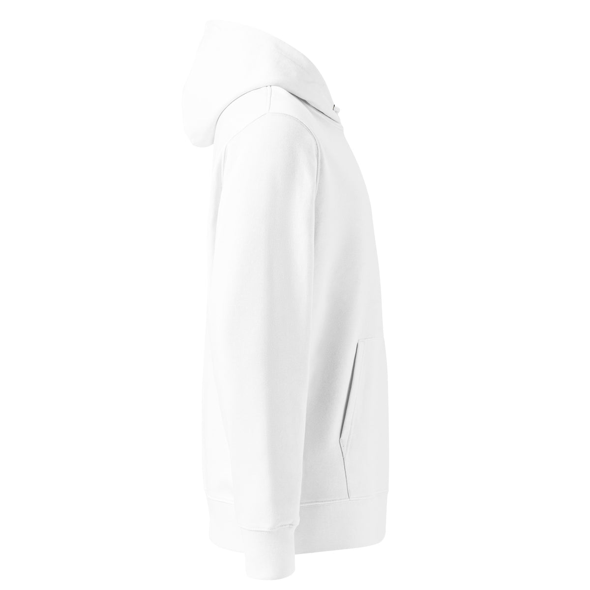Sweat à capuche Le Parapluie du Mercredi en coton bio, coloris blanc, vu de profil