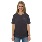 T-shirt unisexe Le Chapeau Panama orange en coton bio, coloris Anthracite, vu de face