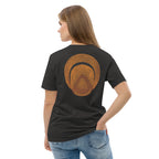 T-shirt unisexe Le Chapeau Panama orange en coton bio, coloris gris foncé chiné, vu de dos