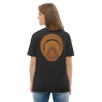 T-shirt unisexe Le Chapeau Panama orange en coton bio, coloris gris foncé chiné, vu de dos