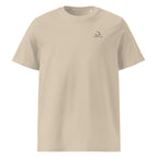 T-shirt unisexe Le Chapeau Panama orange en coton bio, coloris Desert Dust, vu de face