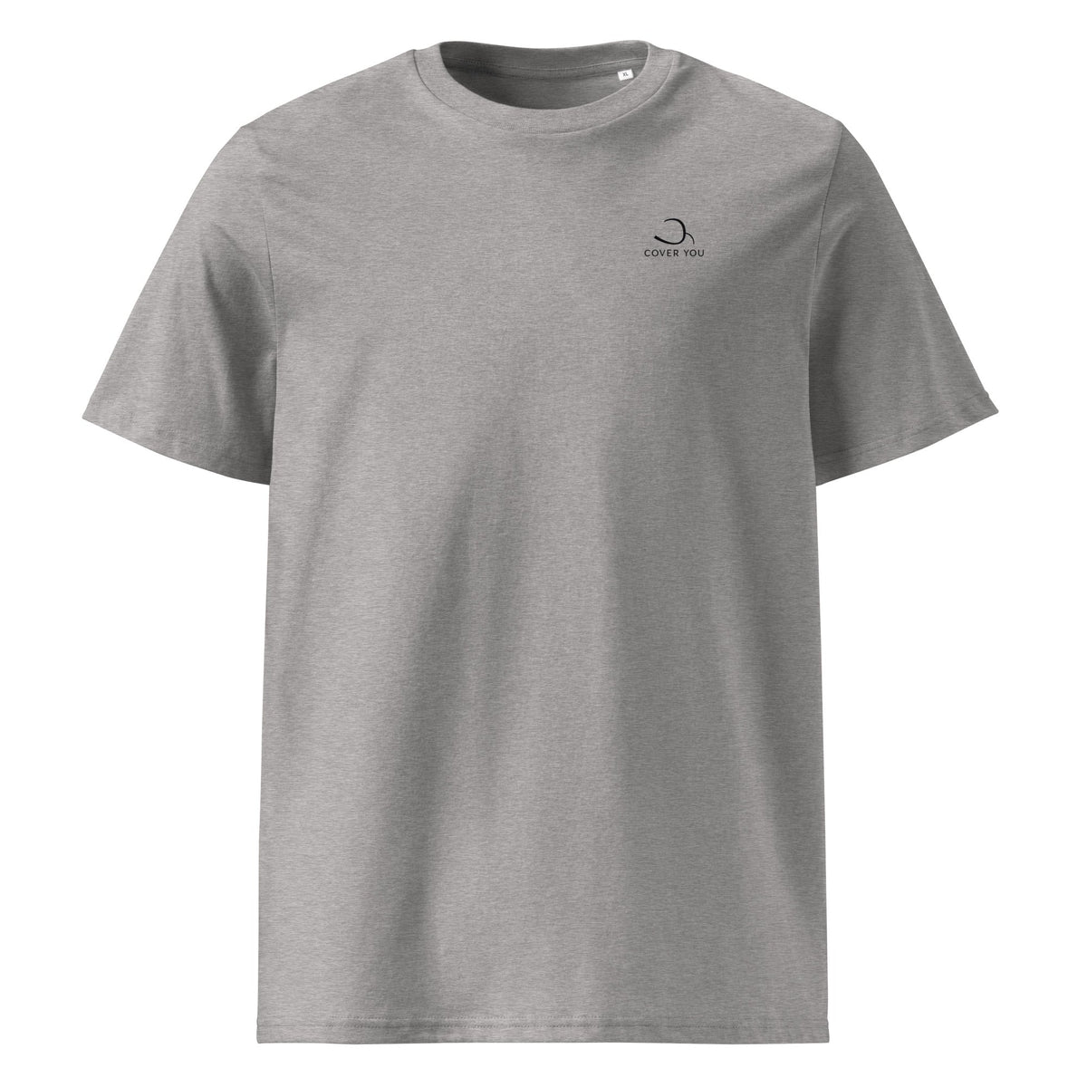 T-shirt unisexe Le Chapeau Panama orange en coton bio, coloris gris chiné, vu de face