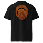 T-shirt unisexe Le Chapeau Panama orange en coton bio, coloris noir, vu de dos