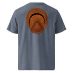 T-shirt unisexe Le Chapeau Panama orange en coton bio, coloris Dark Heather Blue, vu de dos