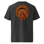 T-shirt unisexe Le Chapeau Panama orange en coton bio, coloris gris foncé chiné, vu de dos