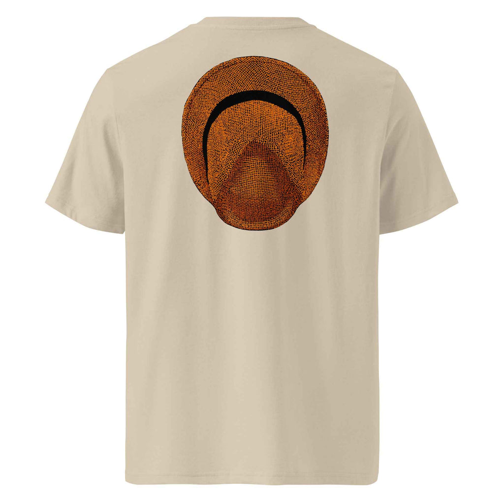 T-shirt unisexe Le Chapeau Panama orange en coton bio, coloris Desert Dust, vu de dos