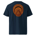 T-shirt unisexe Le Chapeau Panama orange en coton bio, coloris French Navy, vu de dos