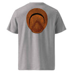 T-shirt unisexe Le Chapeau Panama orange en coton bio, coloris gris chiné, vu de dos